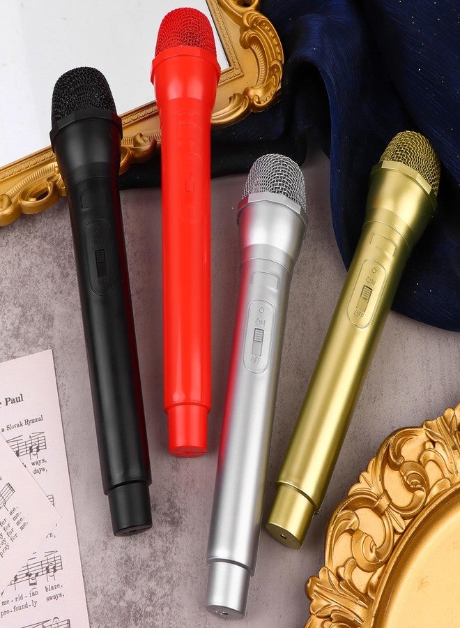 CoscosX 4 Pieces Microphone Prop Play Plastic Toy Microphone Fake Micro-Phone Prop Simulate Speech Fake Practice Plastic Micro Simulators for Costume Party Favors, 4 Color - Image 4